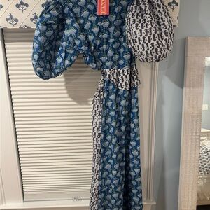 Elegant Blue and White Maxi Dress